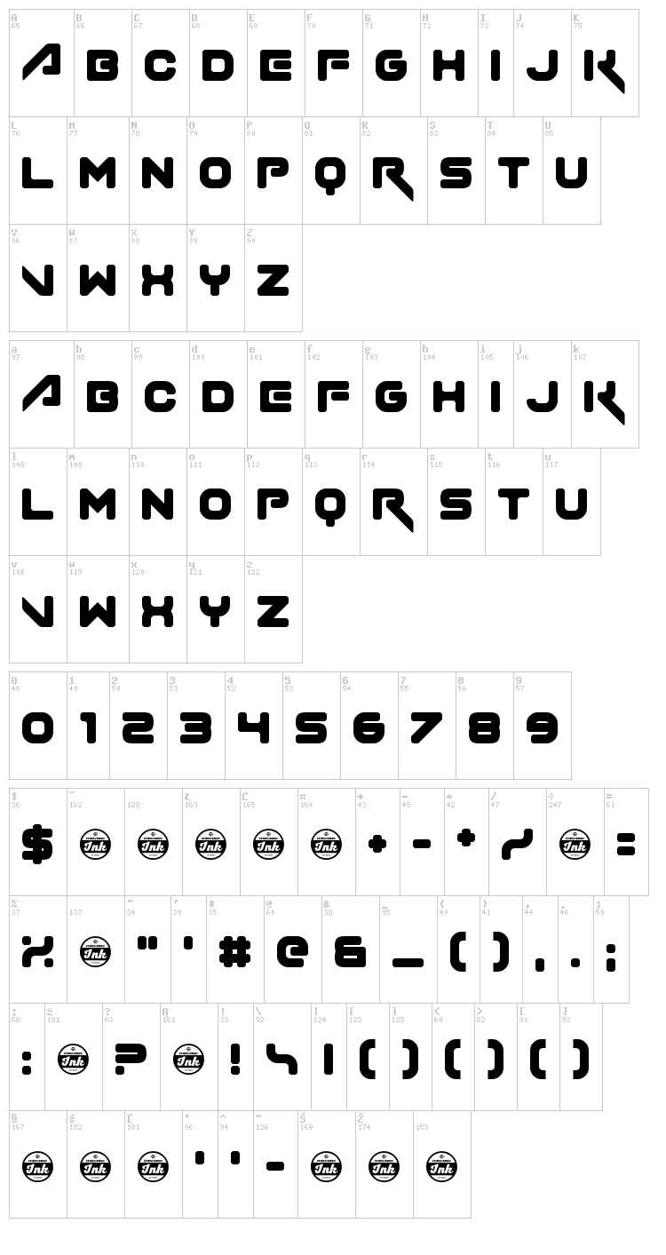 Vice Versus font map